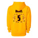 Back angle of the Roman Dinkel MAS Kansas City Kings Wheelchair Basketball Amplife Gold Hoodie against a white background