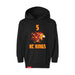 Front angle of the Roman Dinkel MAS Kansas City Kings Wheelchair Basketball Amplife Toddler Black Hoodie against a white background