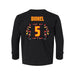 Back angle of the Roman Dinkel MAS Kansas City Kings Wheelchair Basketball Amplife Toddler Black Long Sleeve T-Shirt against a white background