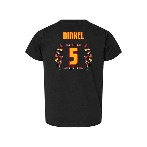 Back angle of the Roman Dinkel MAS Kansas City Kings Wheelchair Basketball Amplife Toddler Black T-Shirt against a white background