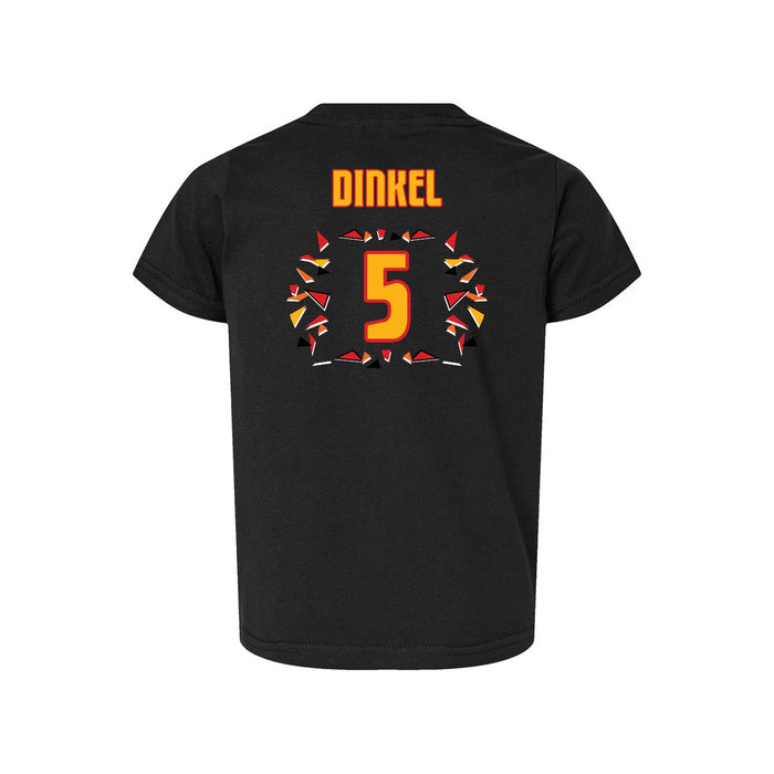 Back angle of the Roman Dinkel MAS Kansas City Kings Wheelchair Basketball Amplife Toddler Black T-Shirt against a white background