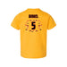 Back angle of the Roman Dinkel MAS Kansas City Kings Wheelchair Basketball Amplife Toddler Gold T-Shirt against a white background
