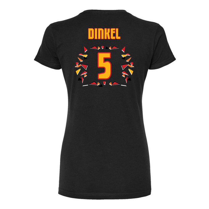Back angle of the Roman Dinkel MAS Kansas City Kings Wheelchair Basketball Amplife Women's Black Slim T-Shirt against a white background