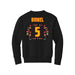 Back angle of the Roman Dinkel MAS Kansas City Kings Wheelchair Basketball Amplife Youth Black Crewneck Sweatshirt against a white background
