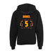 Back angle of the Roman Dinkel MAS Kansas City Kings Wheelchair Basketball Amplife Youth Black Hoodie against a white background