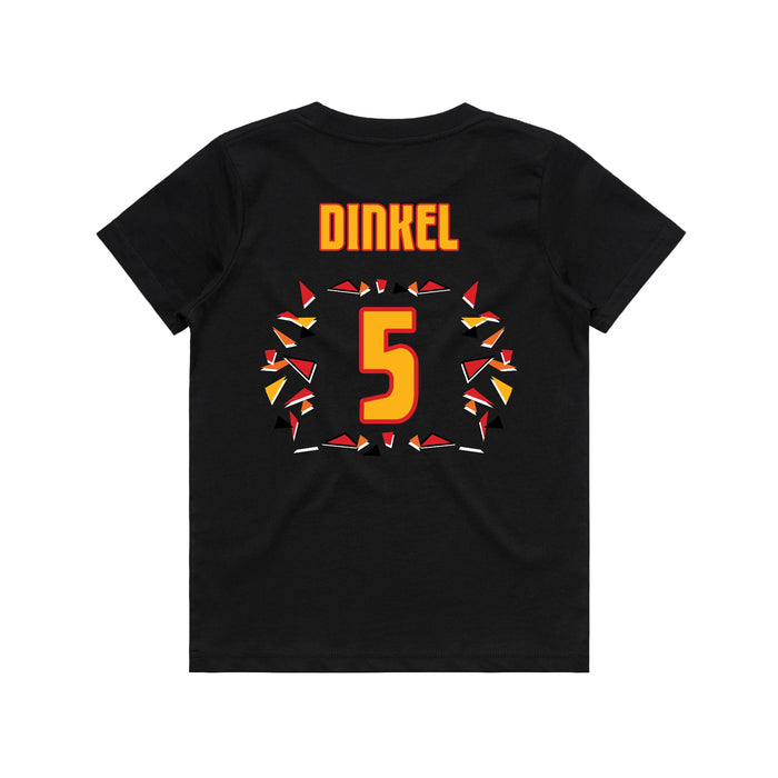 Back angle of the Roman Dinkel MAS Kansas City Kings Wheelchair Basketball Amplife Youth Black T-Shirt against a white background