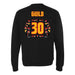 Back angle of the Jerry Guild Jr MAS Kansas City Kings Wheelchair Basketball Amplife Black Crewneck Sweatshirt against a white background
