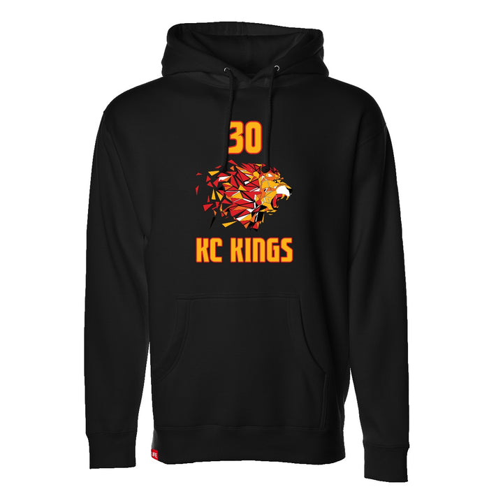 Front angle of the Jerry Guild Jr MAS Kansas City Kings Wheelchair Basketball Amplife Black Hoodie against a white background