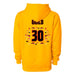 Back angle of the Jerry Guild Jr MAS Kansas City Kings Wheelchair Basketball Amplife Gold Hoodie against a white background
