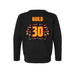 Back angle of the Jerry Guild Jr MAS Kansas City Kings Wheelchair Basketball Amplife Toddler Black Crewneck Sweatshirt against a white background