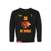 Front angle of the Jerry Guild Jr MAS Kansas City Kings Wheelchair Basketball Amplife Toddler Black Crewneck Sweatshirt against a white background