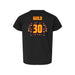 Back angle of the Jerry Guild Jr MAS Kansas City Kings Wheelchair Basketball Amplife Toddler Black T-Shirt against a white background