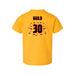 Back angle of the Jerry Guild Jr MAS Kansas City Kings Wheelchair Basketball Amplife Toddler Gold T-Shirt against a white background