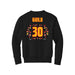 Back angle of the Jerry Guild Jr MAS Kansas City Kings Wheelchair Basketball Amplife Youth Black Crewneck Sweatshirt against a white background