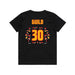 Back angle of the Jerry Guild Jr MAS Kansas City Kings Wheelchair Basketball Amplife Youth Black T-Shirt against a white background