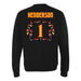 Back angle of the Karson Henderson MAS Kansas City Kings Wheelchair Basketball Amplife Black Crewneck Sweatshirt against a white background