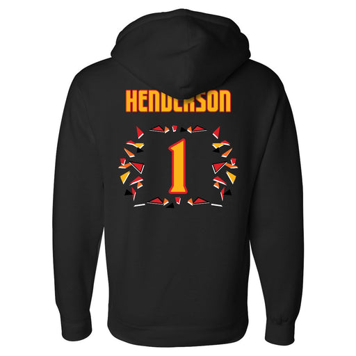 Back angle of the Karson Henderson MAS Kansas City Kings Wheelchair Basketball Amplife Black Hoodie against a white background