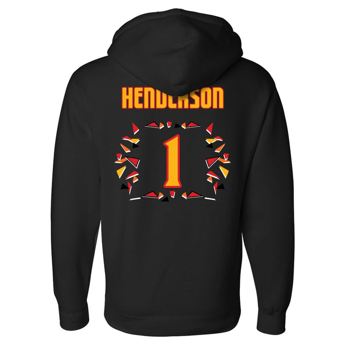 Back angle of the Karson Henderson MAS Kansas City Kings Wheelchair Basketball Amplife Black Hoodie against a white background