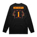 Back angle of the Karson Henderson MAS Kansas City Kings Wheelchair Basketball Amplife Black Long Sleeve T-Shirt against a white background