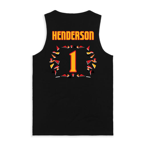 Back angle of the Karson Henderson MAS Kansas City Kings Wheelchair Basketball Amplife Black Tank Top against a white background