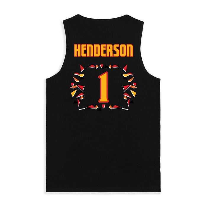 Back angle of the Karson Henderson MAS Kansas City Kings Wheelchair Basketball Amplife Black Tank Top against a white background