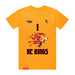 Front angle of the Karson Henderson MAS Kansas City Kings Wheelchair Basketball Amplife Gold T-Shirt against a white background