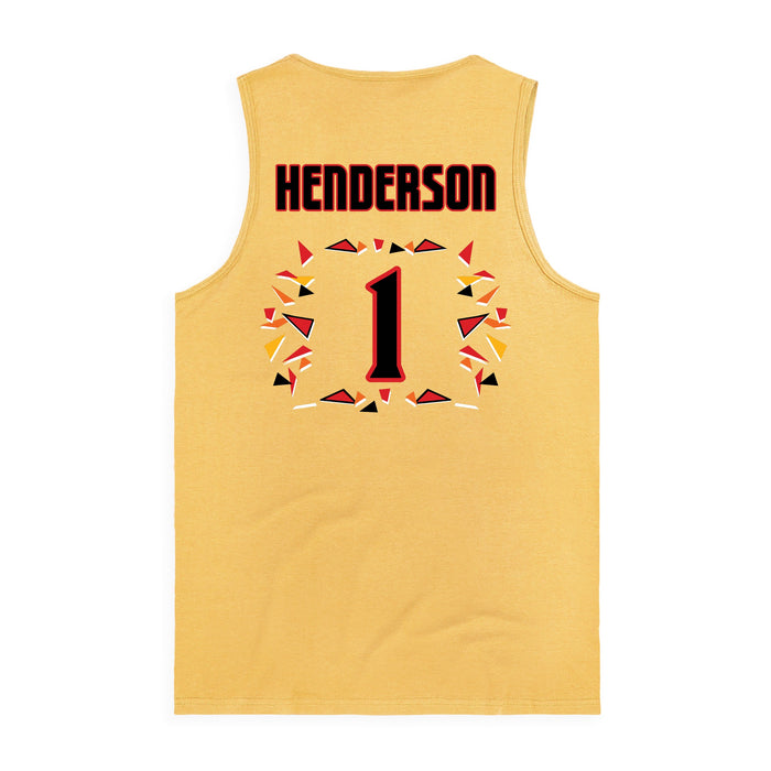 Back angle of the Karson Henderson MAS Kansas City Kings Wheelchair Basketball Amplife Squash Tank Top against a white background