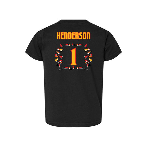 Back angle of the Karson Henderson MAS Kansas City Kings Wheelchair Basketball Amplife Toddler Black T-Shirt against a white background