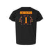 Back angle of the Karson Henderson MAS Kansas City Kings Wheelchair Basketball Amplife Toddler Black T-Shirt against a white background