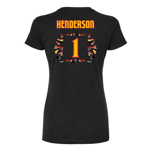 Back angle of the Karson Henderson MAS Kansas City Kings Wheelchair Basketball Amplife Women's Black Slim T-Shirt against a white background