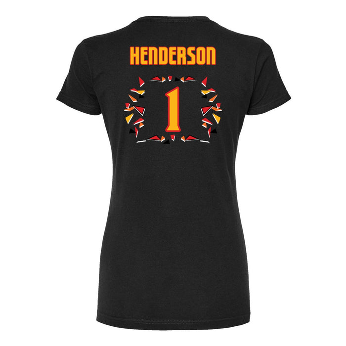 Back angle of the Karson Henderson MAS Kansas City Kings Wheelchair Basketball Amplife Women's Black Slim T-Shirt against a white background