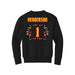 Back angle of the Karson Henderson MAS Kansas City Kings Wheelchair Basketball Amplife Youth Black Crewneck Sweatshirt against a white background