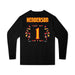 Back angle of the Karson Henderson MAS Kansas City Kings Wheelchair Basketball Amplife Youth Black Long Sleeve T-Shirt against a white background