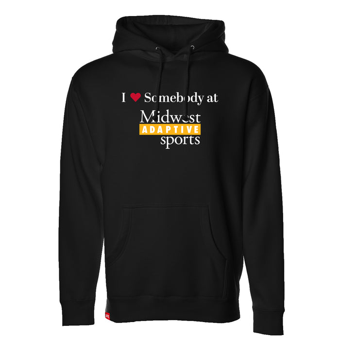 MAS Kansas City Kings Wheelchair Basketball I Love Somebody at MAS Black Hoodie on a white background