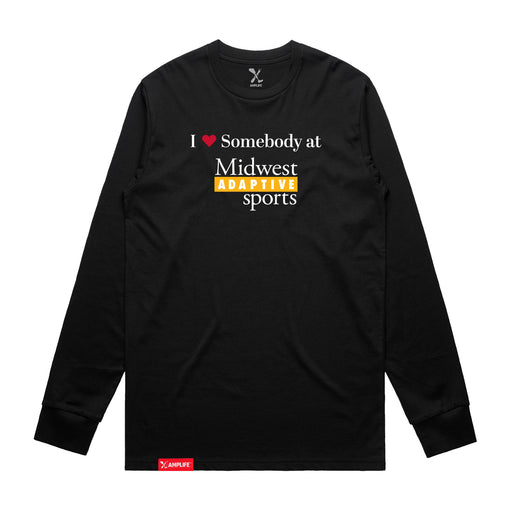 MAS Kansas City Kings Wheelchair Basketball I Love Somebody at MAS Black Long Sleeve T-Shirt on a white background