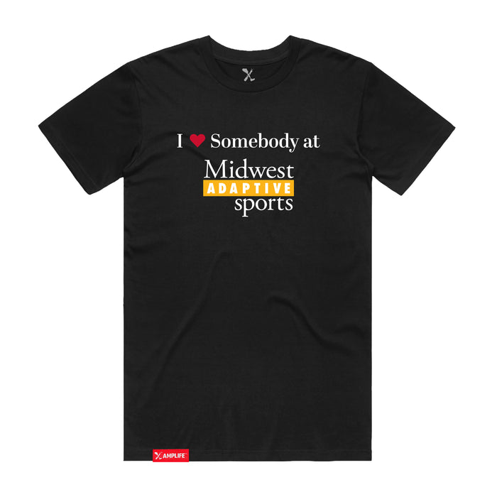 MAS Kansas City Kings Wheelchair Basketball I Love Somebody at MAS Black T-Shirt on a white background