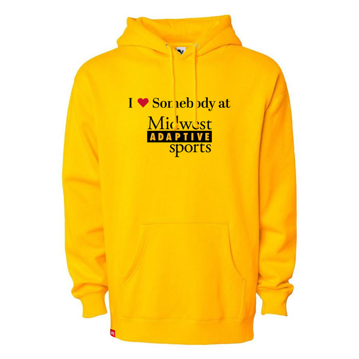 MAS Kansas City Kings Wheelchair Basketball I Love Somebody at MAS Gold Hoodie on a white background