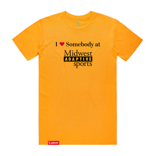 MAS Kansas City Kings Wheelchair Basketball I Love Somebody at MAS Gold T-Shirt on a white background