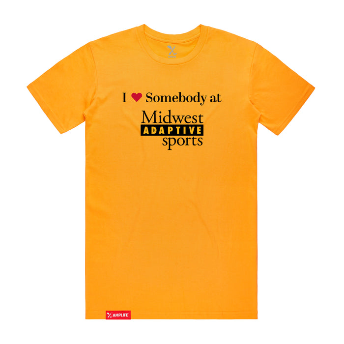 MAS Kansas City Kings Wheelchair Basketball I Love Somebody at MAS Gold T-Shirt on a white background