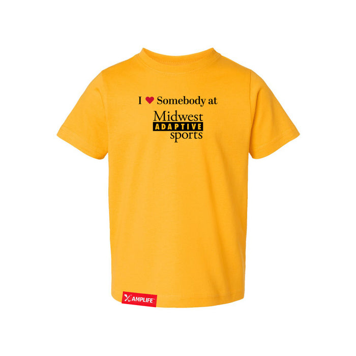 MAS Kansas City Kings Wheelchair Basketball I Love Somebody at MAS Toddler Gold T-Shirt on a white background