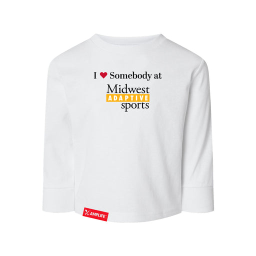 MAS Kansas City Kings Wheelchair Basketball I Love Somebody at MAS Toddler White Long Sleeve T-Shirt on a white background