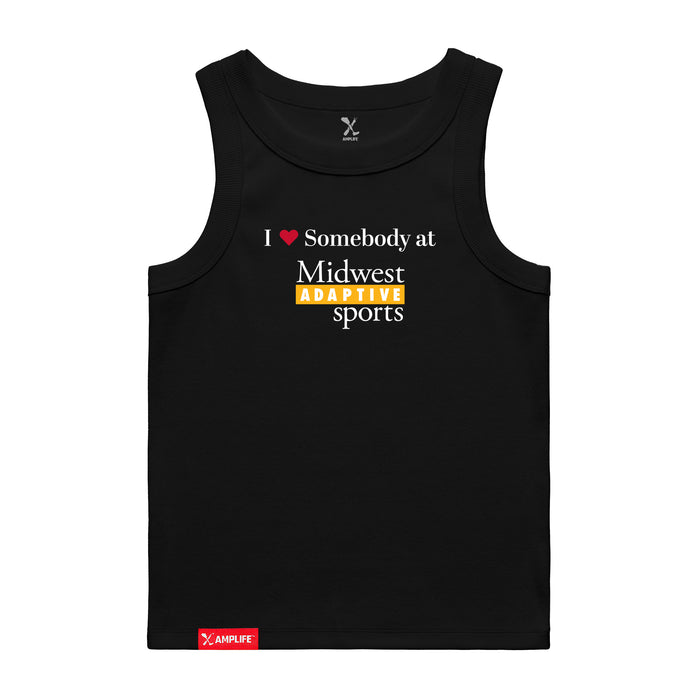 MAS Kansas City Kings Wheelchair Basketball I Love Somebody at MAS Women's Black Organic Tank Top on a white background