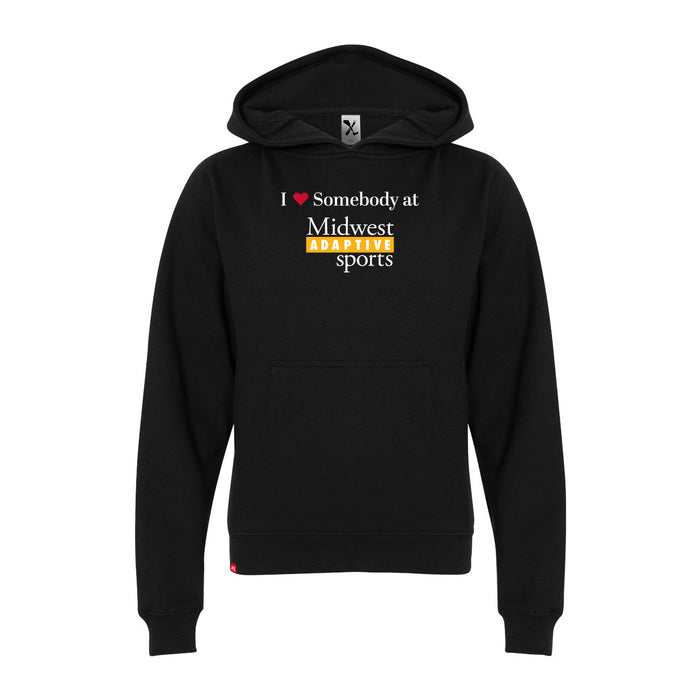 MAS Kansas City Kings Wheelchair Basketball I Love Somebody at MAS Youth Black Hoodie on a white background