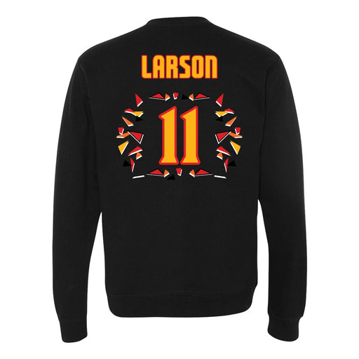Back angle of the Asha Larson MAS Kansas City Kings Wheelchair Basketball Amplife Black Crewneck Sweatshirt against a white background