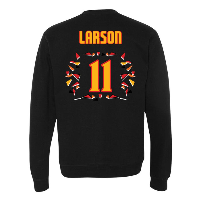 Back angle of the Asha Larson MAS Kansas City Kings Wheelchair Basketball Amplife Black Crewneck Sweatshirt against a white background