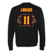 Back angle of the Asha Larson MAS Kansas City Kings Wheelchair Basketball Amplife Black Crewneck Sweatshirt against a white background