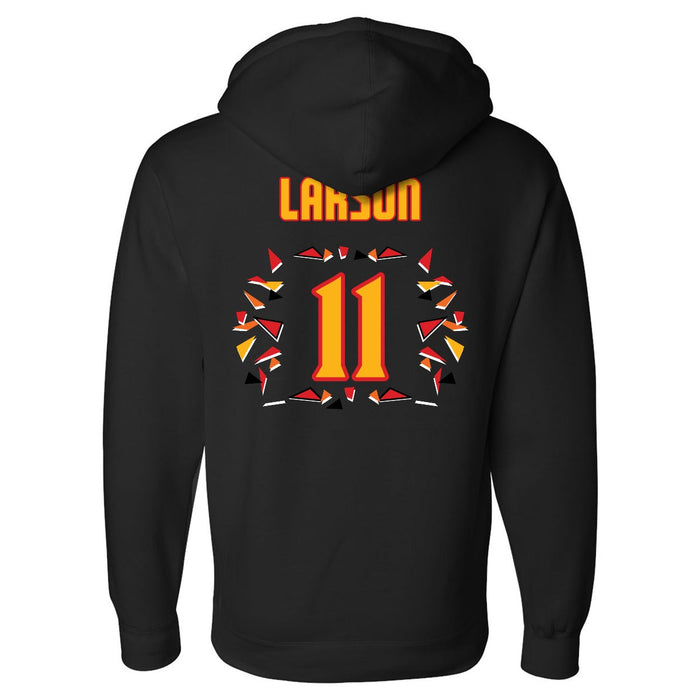 Back angle of the Asha Larson MAS Kansas City Kings Wheelchair Basketball Amplife Black Hoodie against a white background