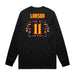 Back angle of the Asha Larson MAS Kansas City Kings Wheelchair Basketball Amplife Black Long Sleeve T-Shirt against a white background