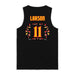 Back angle of the Asha Larson MAS Kansas City Kings Wheelchair Basketball Amplife Black Tank Top against a white background