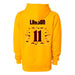 Back angle of the Asha Larson MAS Kansas City Kings Wheelchair Basketball Amplife Gold Hoodie against a white background